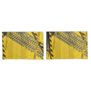 Black Tire Track trace yellow back Pillowcase