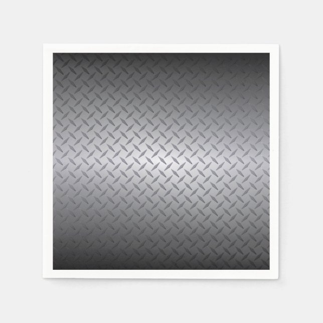 Black to Bright Steel Fade Diamondplate Pattern Napkin (Front)