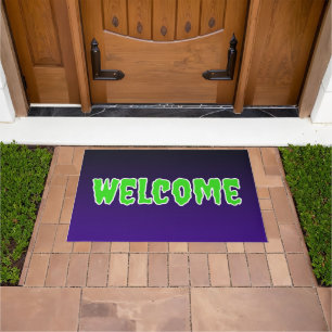 Black to Dark Purple Spooky Welcome Doormat