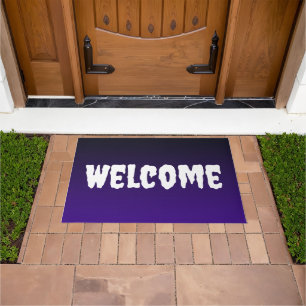 Black to Dark Purple Spooky Welcome Doormat