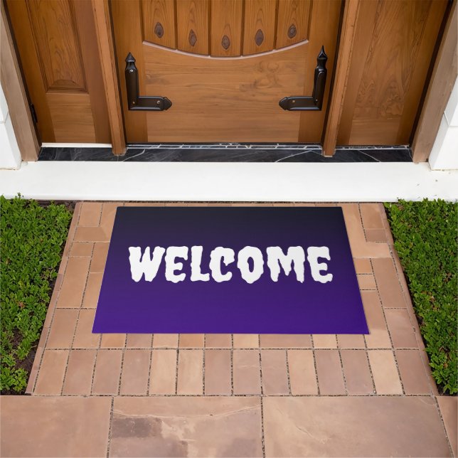 Black to Dark Purple Spooky Welcome Doormat (Outdoor)