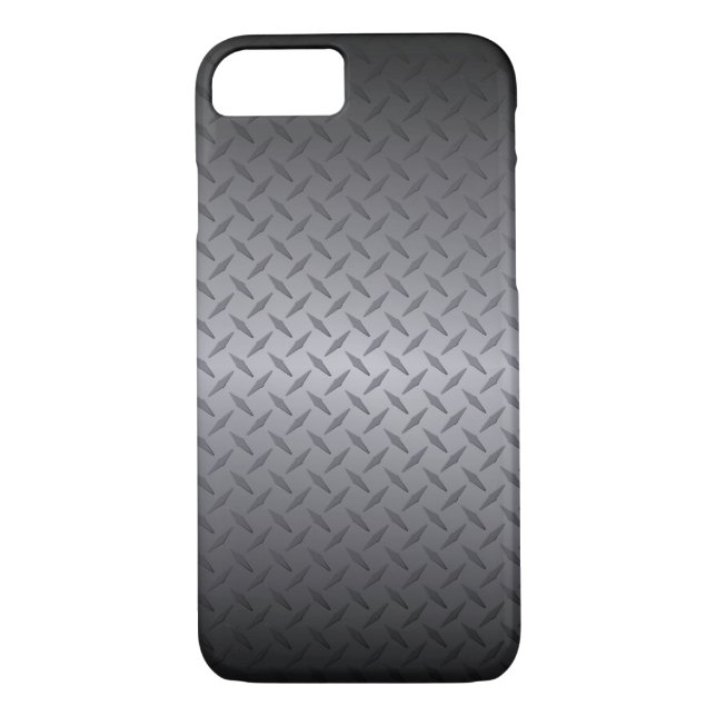 Black to Grey Diamondplate Steel Background Art Case-Mate iPhone Case (Back)