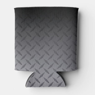 Black to Grey Diamondplate Steel Look Art Can Cooler