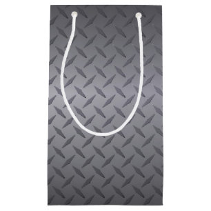 Black to Grey Diamondplate Steel Look Art Small Gift Bag