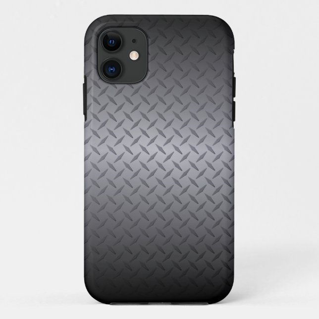 Black to Grey Fade Diamondplate Steel Background Case-Mate iPhone Case (Back)