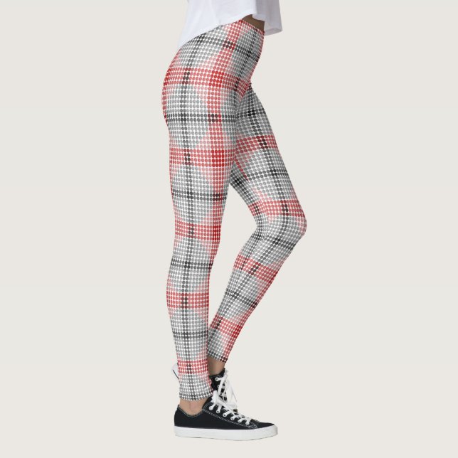 Black to red balls or holes, cross-aligned squares leggings (Right)