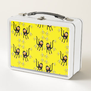 Black To School Little  Monkey Metal Lunch Box
