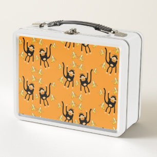 Black To School Little Monkey Metal Lunch Box