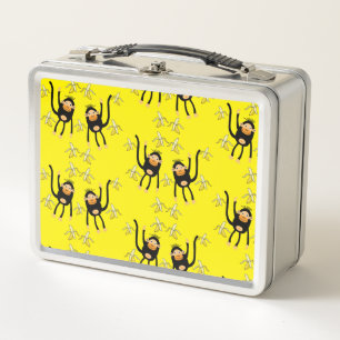 Black To School Little  Monkey Metal Lunch Box