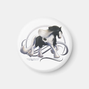 Black Tobiano Gypsy Vanner Horse Magnet