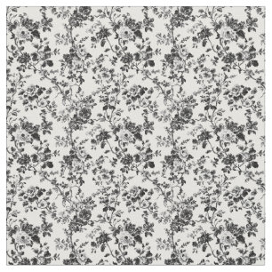 Black Toile Blooming Vine Fabric