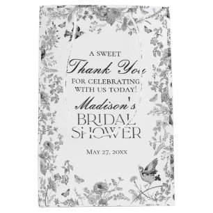 Black Toile De Jouy Bridal Shower Favors Medium Gift Bag