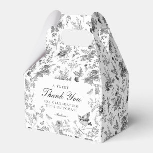 Black Toile De Jouy Floral Dessert Favor Boxes