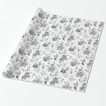 Black Toile De Jouy Vintage Floral Chinoiserie Wrapping Paper<br><div class="desc">Transform your celebration with our Black Toile de Jouy Party Decor Collection. This elegant chinoiserie showcases intricate chinoiserie wildflowers, birds, and butterflies, all meticulously designed to create a sophisticated and timeless atmosphere. With detailed florals and a timeless black and white palette, this collection adds a touch of refined beauty to...</div>