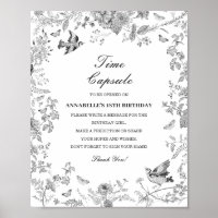 Black Toile Floral Time Capsule Baby Birthday Game