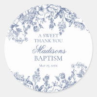 Black Toile Jouy Vintage Floral Baptism Circle