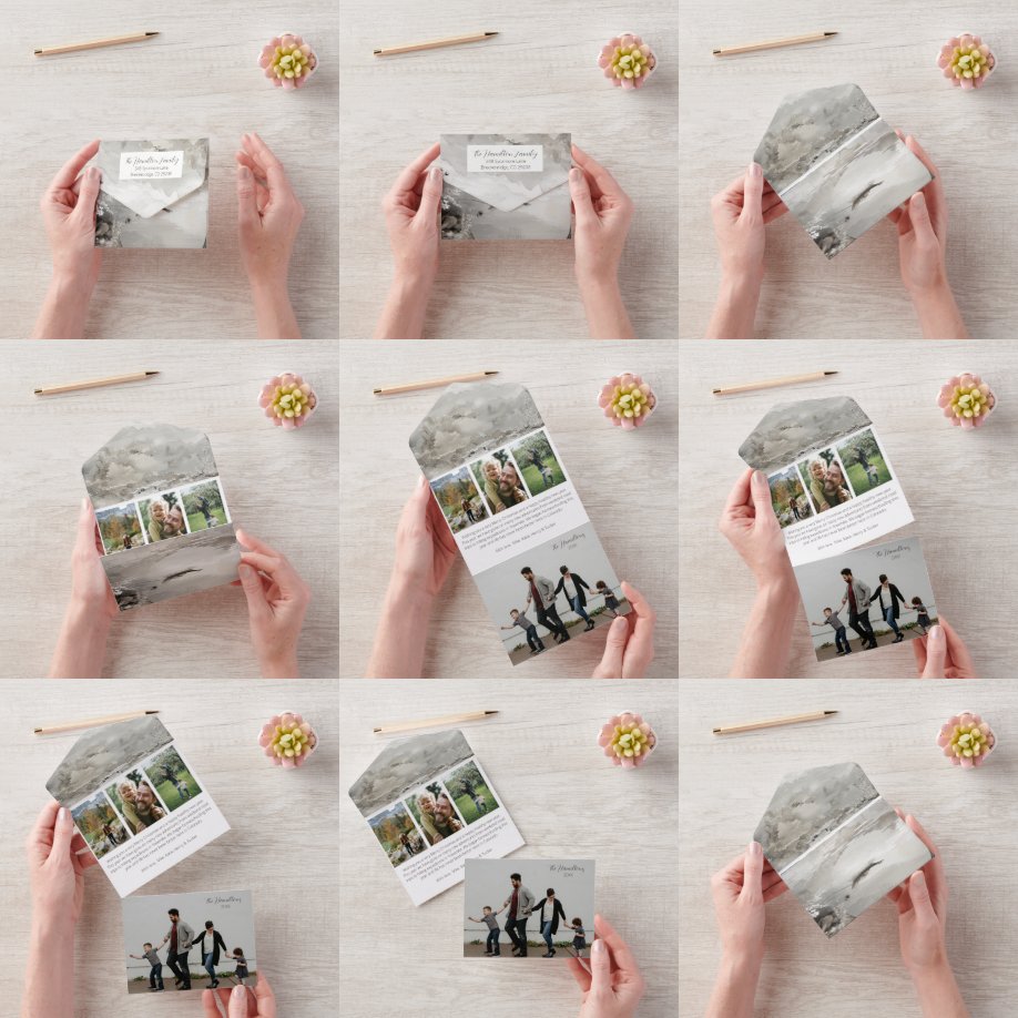 Black Toile Photo Tri-fold All in One Card