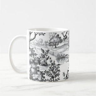 Black Toile Print  Coffee Mug