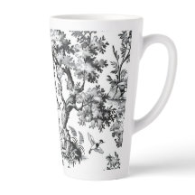 Black Toile Print Latte Mug