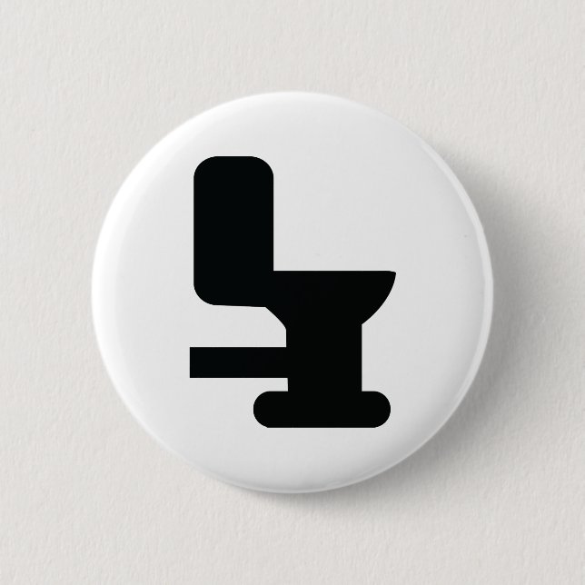 black toilet icon 6 cm round badge (Front)
