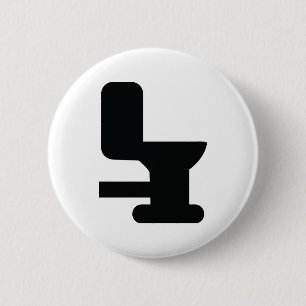black toilet icon 6 cm round badge