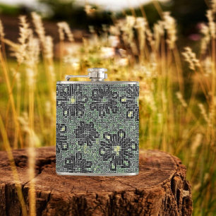 Black Tones Against Grey Hip Flask