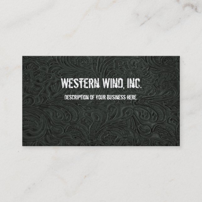 Black Tooled Leather Business Card (Front)