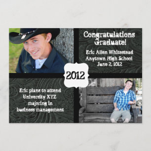 Black Tooled Leather Photo Graduation Announcement
