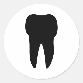 black tooth icon dentist classic round sticker