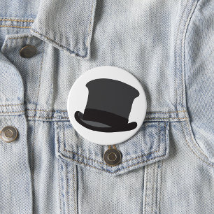 Black Top Hat 7.5 Cm Round Badge