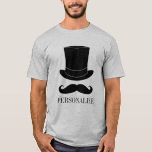 Black top hat and moustache bachelor party t shirt