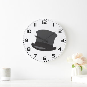 Black Top Hat Classic Steampunk Victorian Large Clock