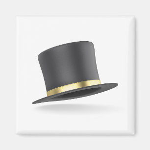 Black top hat with golden ribbon magnet