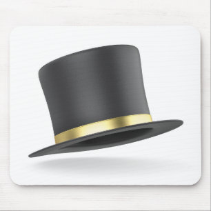 Black top hat with golden ribbon mouse mat