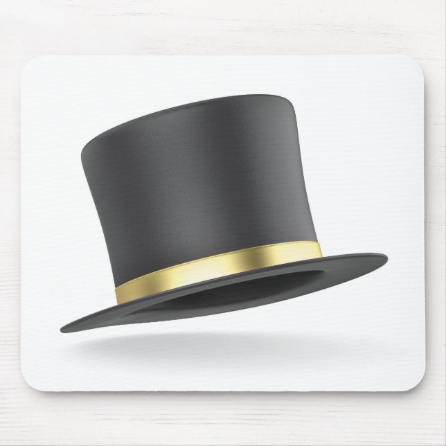 Black top hat with golden ribbon mouse mat (Front)