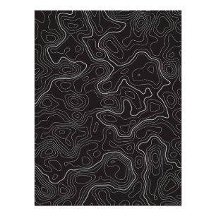 Black Topographical Map Wall Poster