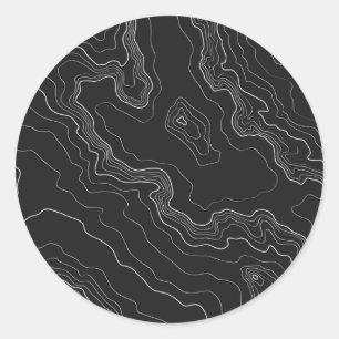 Black Topography Classic Round Sticker