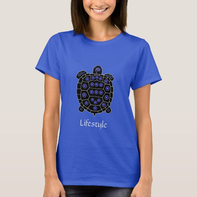 Black Tortoise Ornamented with Star Sapphires T-Shirt (Front)