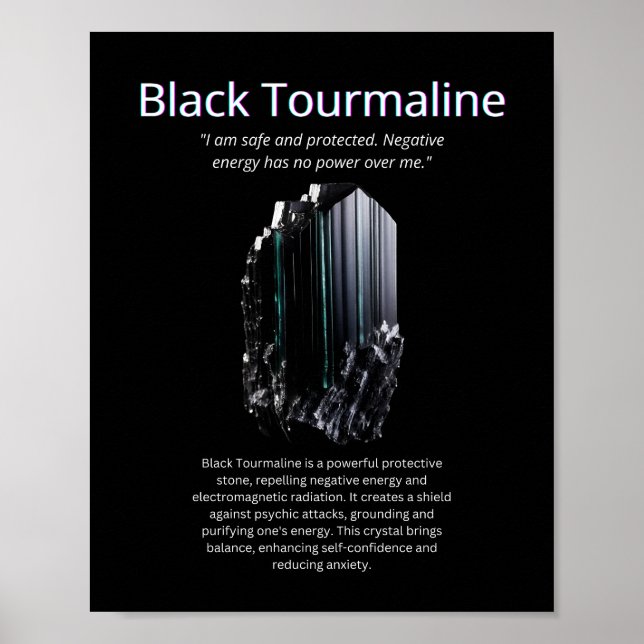 Black Tourmaline Crystal Stone Meaning Poster (Front)