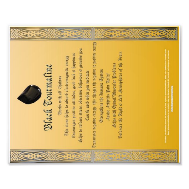 Black Tourmaline Properties Chart Photo Print (Front)