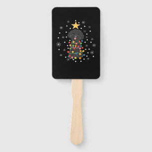 Black Toy Poodle Christmas Tree Classic T-Shirt Hand Fan