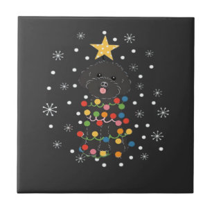 Black Toy Poodle Christmas Tree Classic T-Shirt Tile