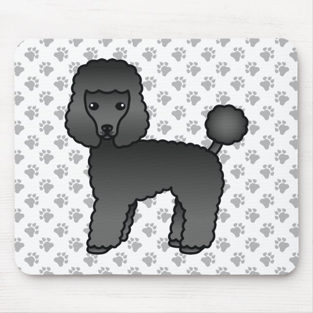 Black Toy Poodle Cute Cartoon Dog Mouse Mat (Front)