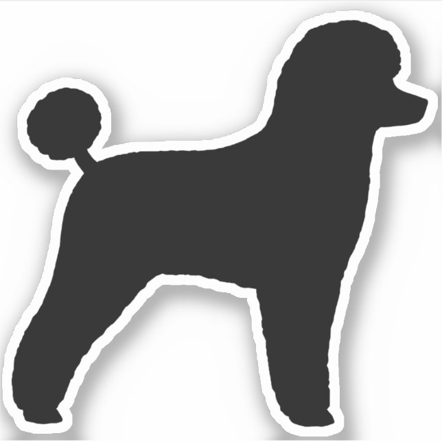 Black Toy Poodle Dog Silhouette Vinyl Sticker (Front)