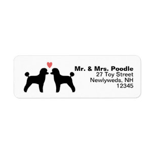 Black Toy Poodle Silhouettes with Heart Address