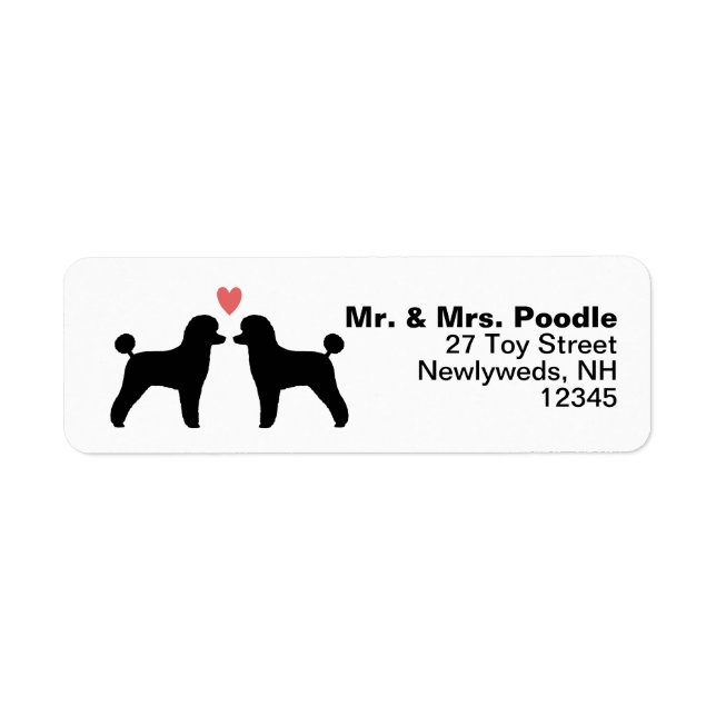 Black Toy Poodle Silhouettes with Heart Address (Front)