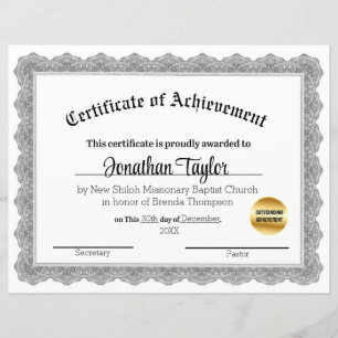 Black Traditional Certificate of Achievement