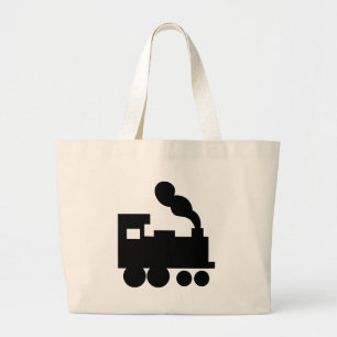 black train railway icon large tote bag