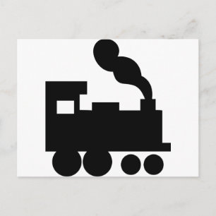 black train railway icon postcard