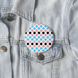 Black transgender Pride Flag Colours Polkadots 7.5 Cm Round Badge